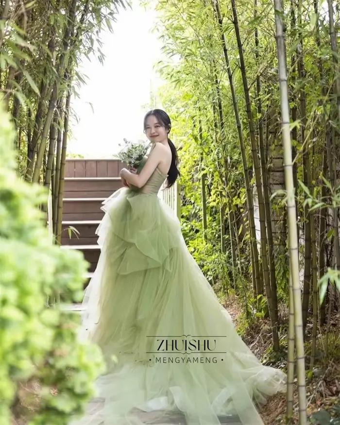 Robes de bal longues en tulle vert féerique 2026