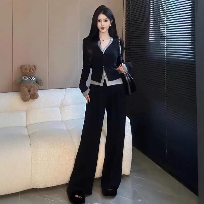 Ensemble deux pièces à simple boutonnage pour femme