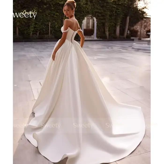 Robe De mariée exquise en Satin complet avec perles