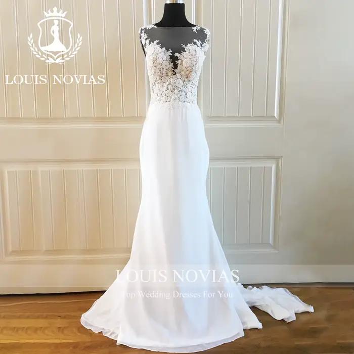 LOUIS NOVIAS 2 en 1 robes de mariée sirène chérie Illusion Appliques spectacle réel détachable Train trompette robe