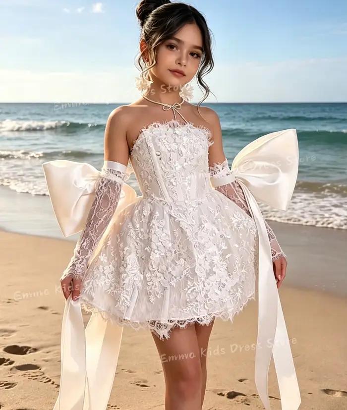 Robe de demoiselle d'honneur personnalisée en tulle blanc