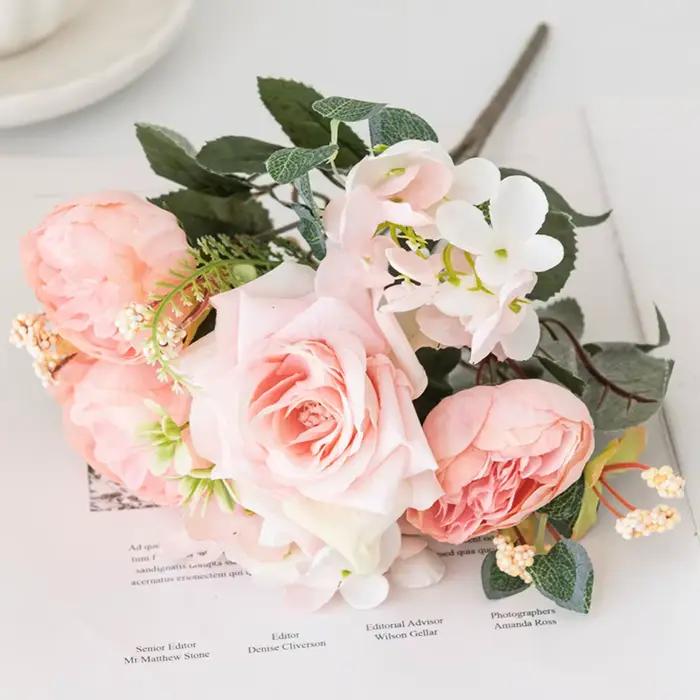 Roses artificielles en soie pour décoration intérieure mariage fête de pendaison de crémaillère cérémonie de diplôme engagement anniversaire fêtes prénuptiales baby shower