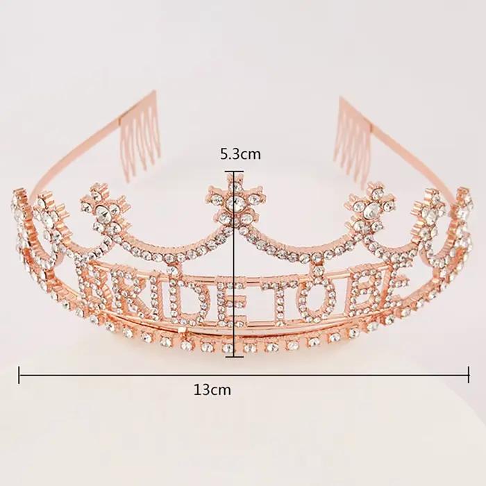 Or Rose strass mariée pour être bandeau diadème couronne fête de mariage douche nuptiale poule enterrement de vie de jeune fille fournitures de décoration