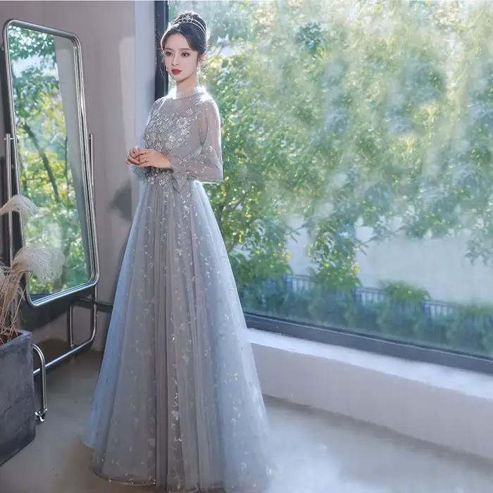 Robe de soirée de luxe grise pour femme 2026