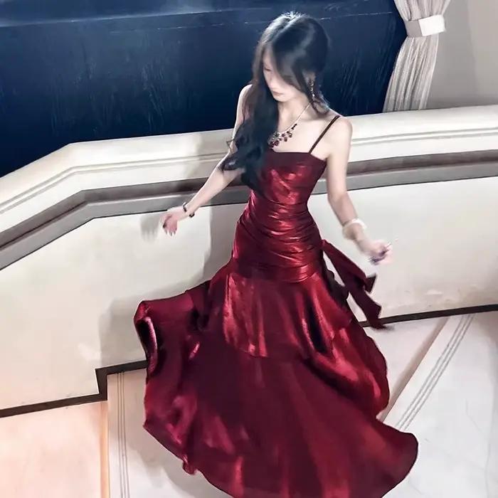 KIDCRKJ Nouvelle Robe Longue Élégante à Volants pour Femme