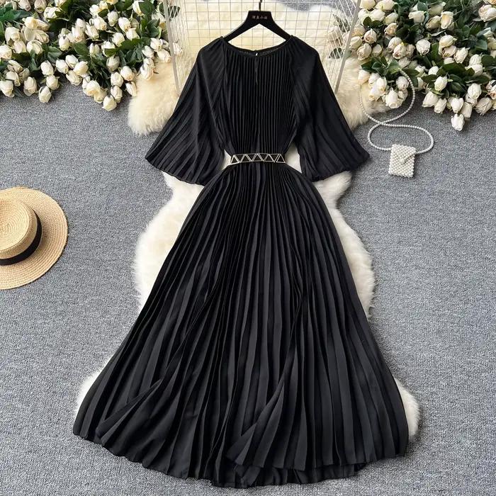 Robe française vintage à manches évasées pour femmes