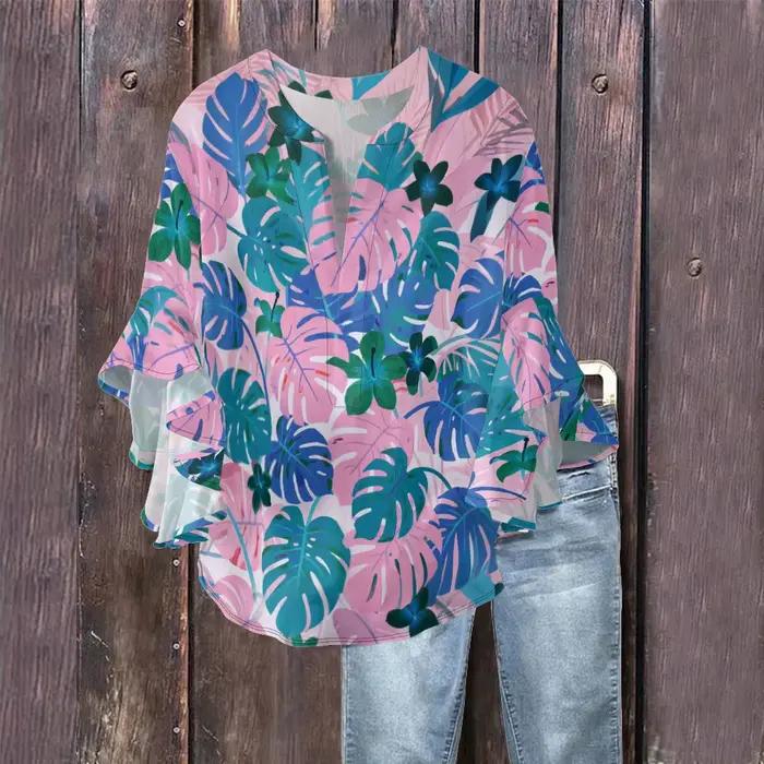 Chemisier Boho Chic imprimé palmier Tropical pour femmes