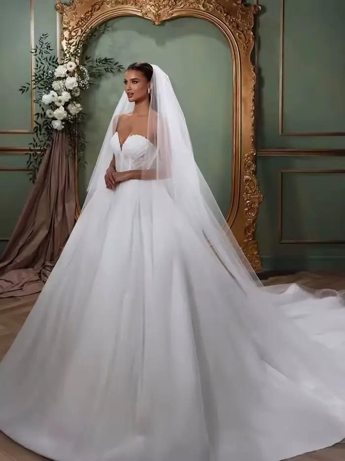 Robe De mariée élégante en Satin Organza avec broderie