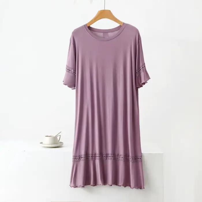 Grande taille Modal tenue de nuit pour femmes nuisette surdimensionné à manches courtes chemises
