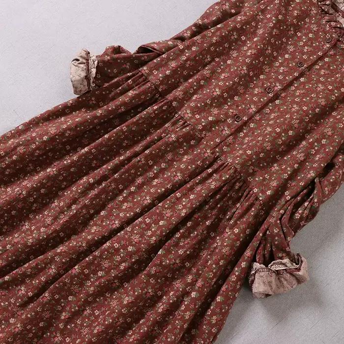 Mori Girl – robe longue imprimée littéraire