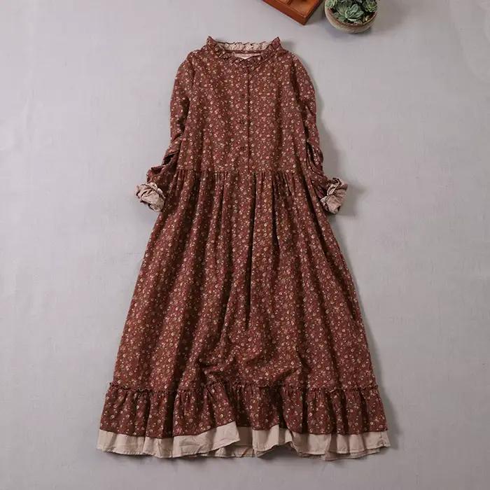 Mori Girl – robe longue imprimée littéraire