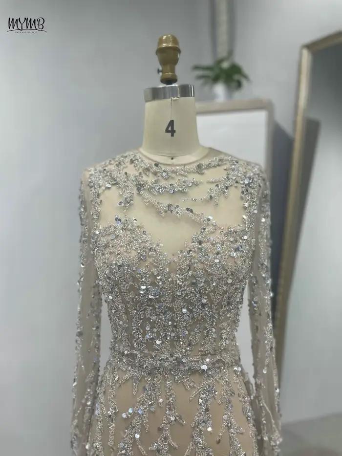 Robe MYMB en polyester avec encolure cuillère perlée sirène pour femmes occassions spéciales
