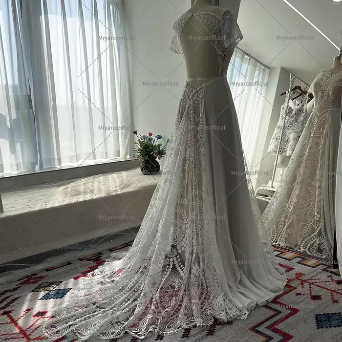 Mryarce Vintage dentelle robe de mariée en mousseline de soie une ligne robes