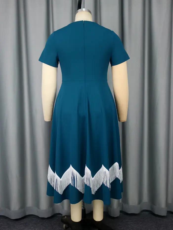Robes mi-longues chics grande taille pour femmes avec bordure à franges