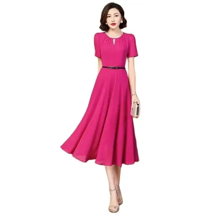 Robe longue en mousseline de soie pour femme