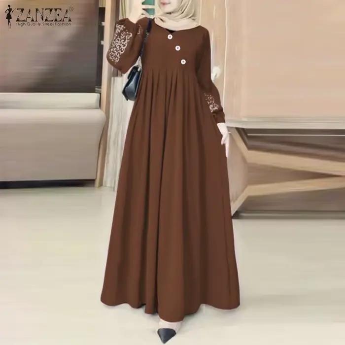 ZANZEA mode turquie robe musulmane Vintage Eid Mubarek robes femme à manches longues