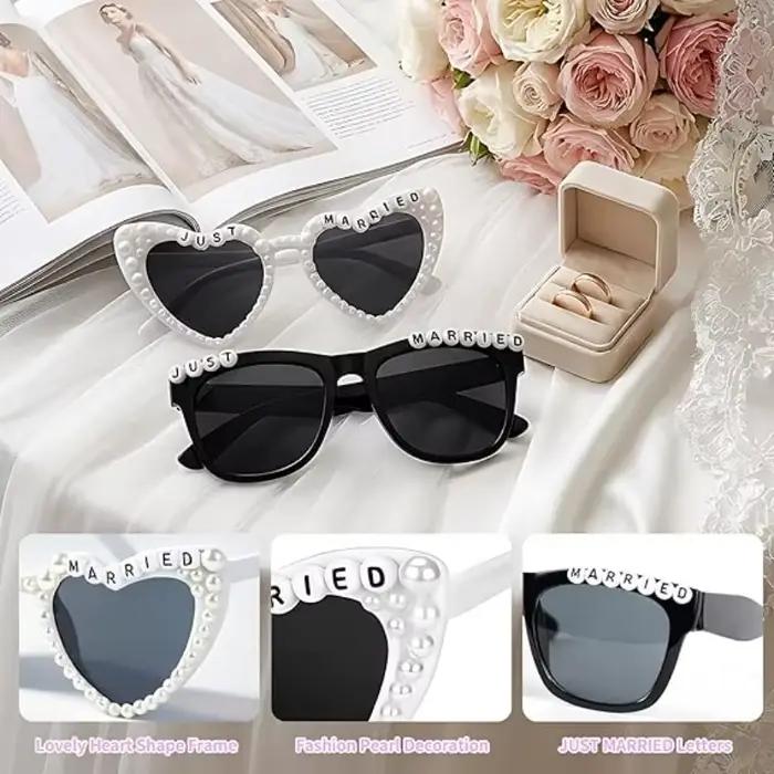 2 Paires de Lunettes de Soleil Mariés Décoratives – Lunettes de Mariage pour la Mariée et le Marié – Décoration de Fête de Mariage – Cadeau