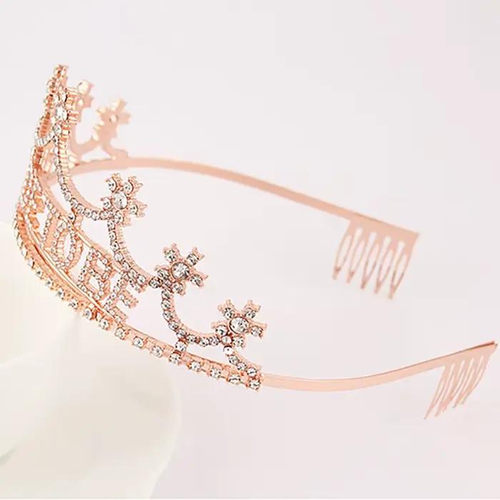 Or Rose strass mariée pour être bandeau diadème couronne fête de mariage douche nuptiale poule enterrement de vie de jeune fille fournitures de décoration