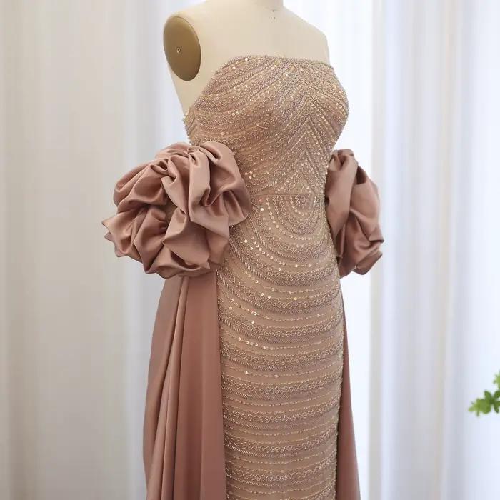 Robe de soirée Sharon Said en polyester avec train de balayage et cape pour femmes, élégante et personnalisable pour occasions spéciales et événements formels