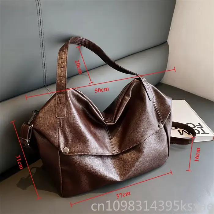 Sac à bandoulière pour femme, sac fourre-tout grande capacité, chic, couleur unie, mode haut de gamme pour le travail, les trajets quotidiens, en cuir PU