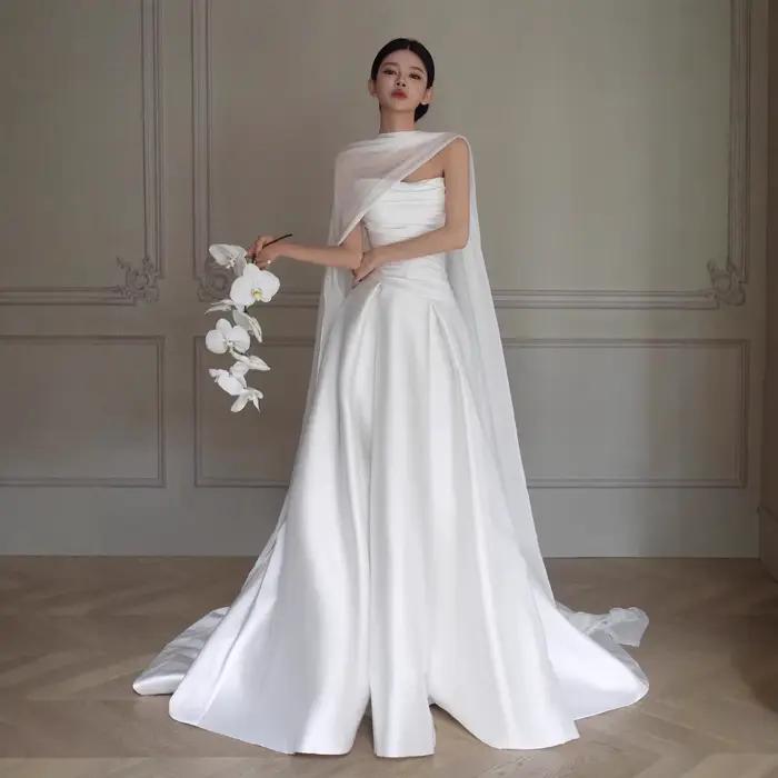 Robe De mariée légère en Satin blanc pour femmes