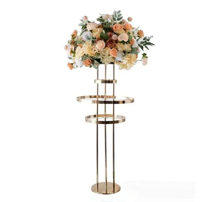 Support de fleurs centres de Table de mariage événement route plomb fête métal moderne Vase