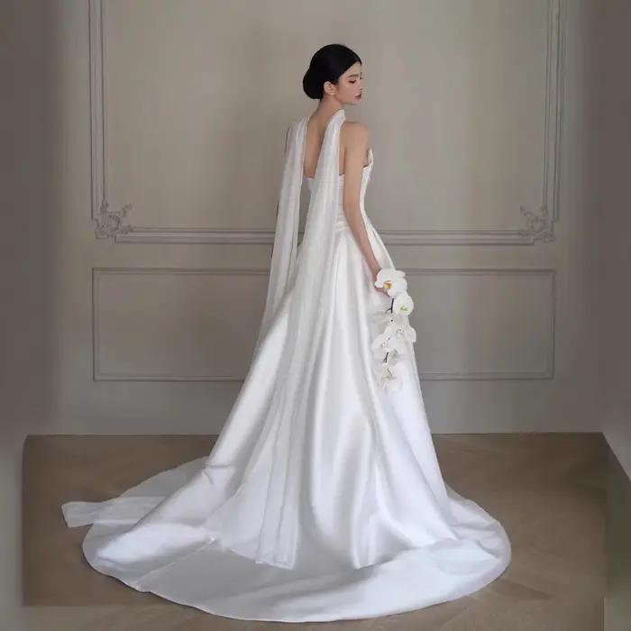 Robe De mariée légère en Satin blanc pour femmes