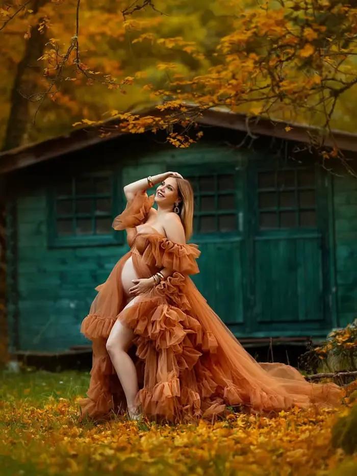 Robe de maternité romantique en tulle doux