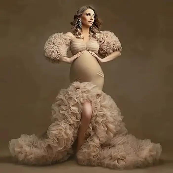 Robe longue en tulle pour femme enceinte