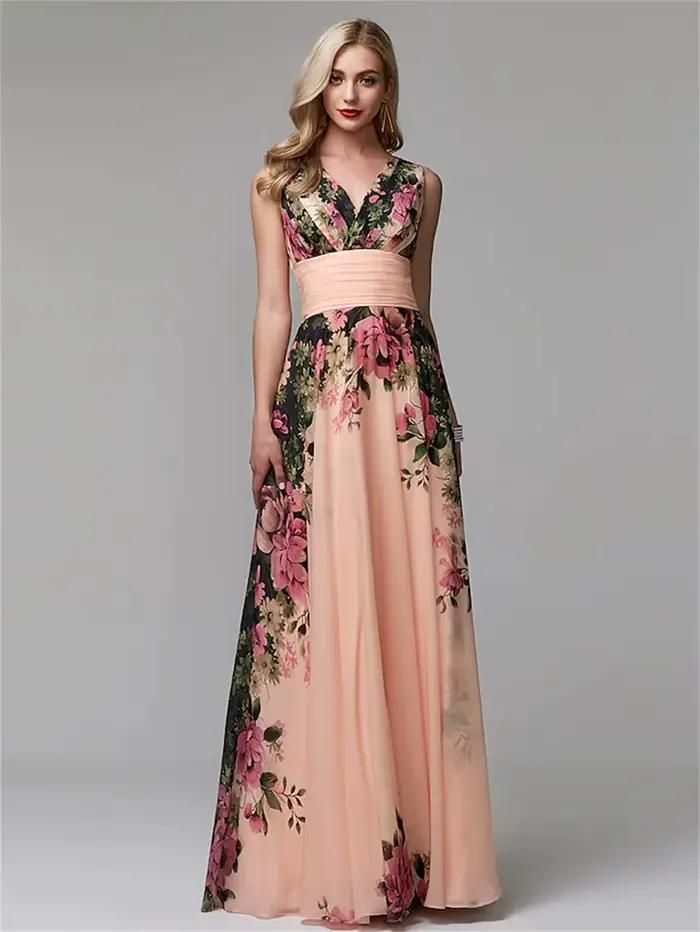Robe de Soirée Personnalisée en Mousseline de Soie pour Femme