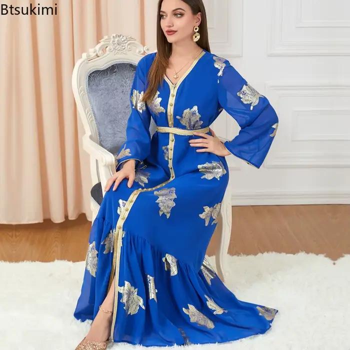Robe longue en mousseline de soie pour femme
