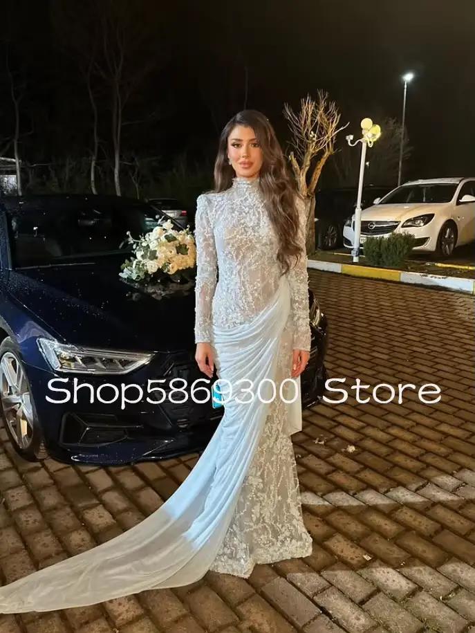 Robe de soirée moderne musulmane bleu ciel