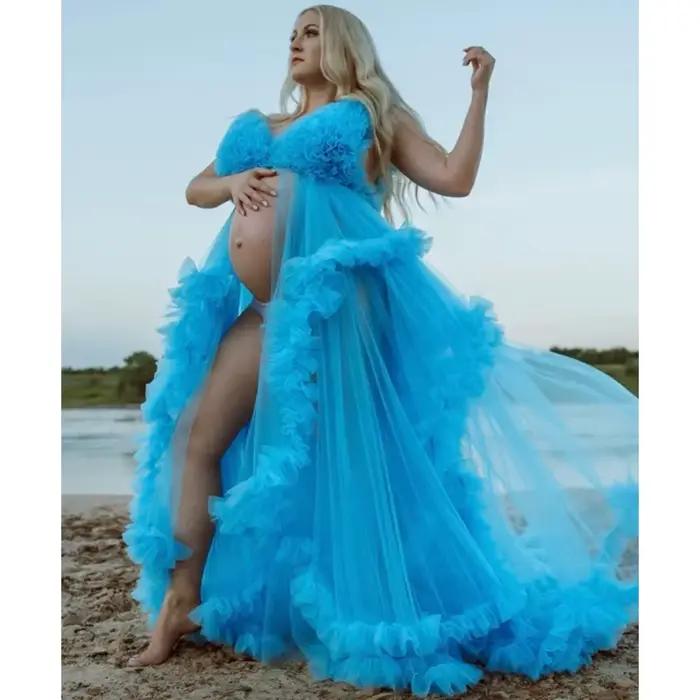 Robe longue en tulle pour femme enceinte