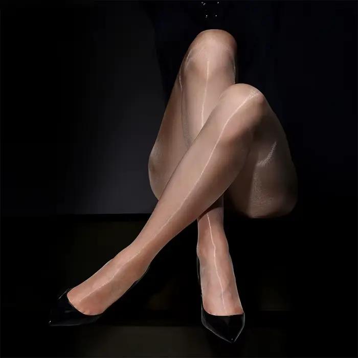 Collants à l'entrejambe en T brillants ultra-fins pour femmes