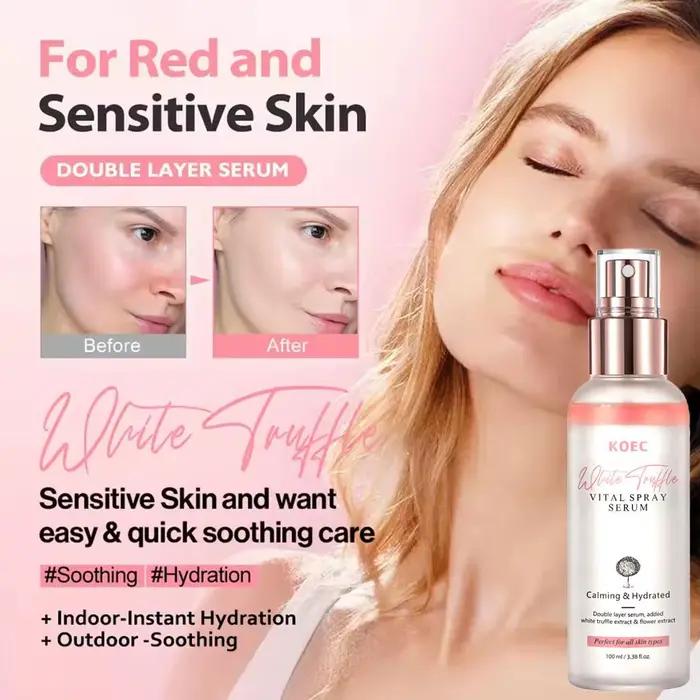 Sérum Visage Éclatant au Premier Spray à l'Extrait de Truffe Blanche Coréenne, Vitamine E Antioxydante, Essence Réparatrice pour le Visage, Soin Portable Maquillage