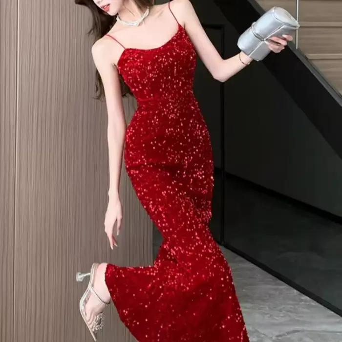 Robe longue à paillettes pour nouvel an