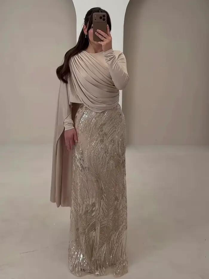 Robes de mariée musulmanes couleur champagne