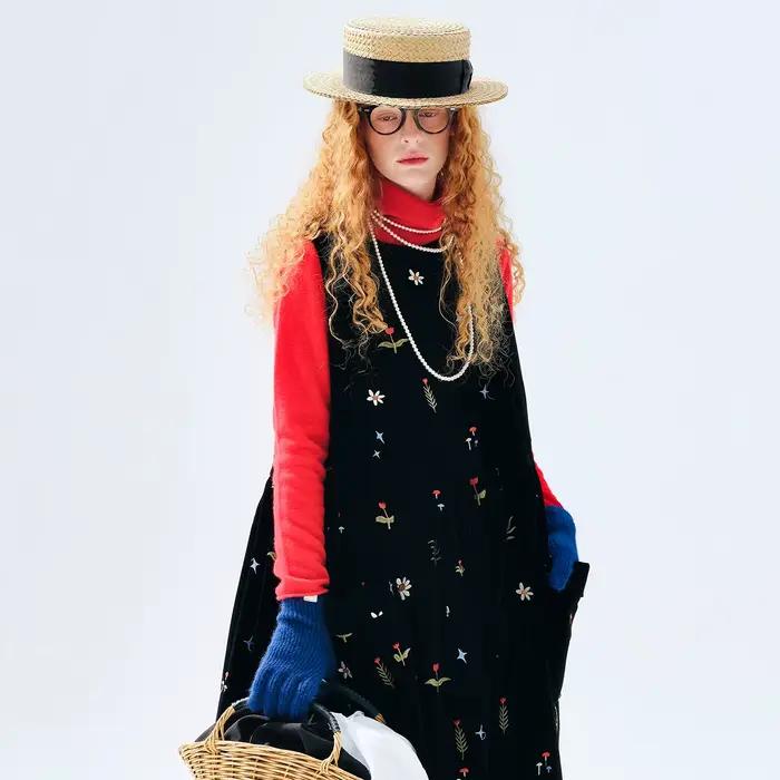 Robe sans manches brodée vintage Moriyama au quotidien pour les déplacements quotidiens et les rencontres Sweet Vibe
