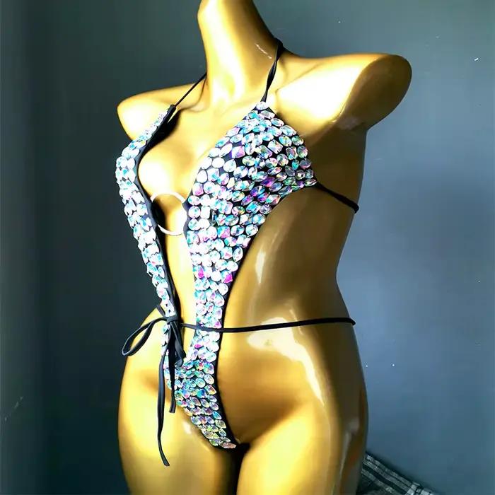 Maillot de bain sexy avec pierres scintillantes pour femmes, bikini, costume solide, vacances Vénus, vêtements de plage, nouveaux styles élégants et durables pour femmes