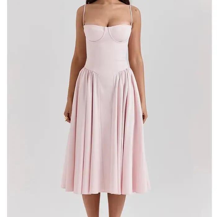 Été Sexy femmes robe bohême longues robes de luxe élégant col en v sans manches Slip fleur plage