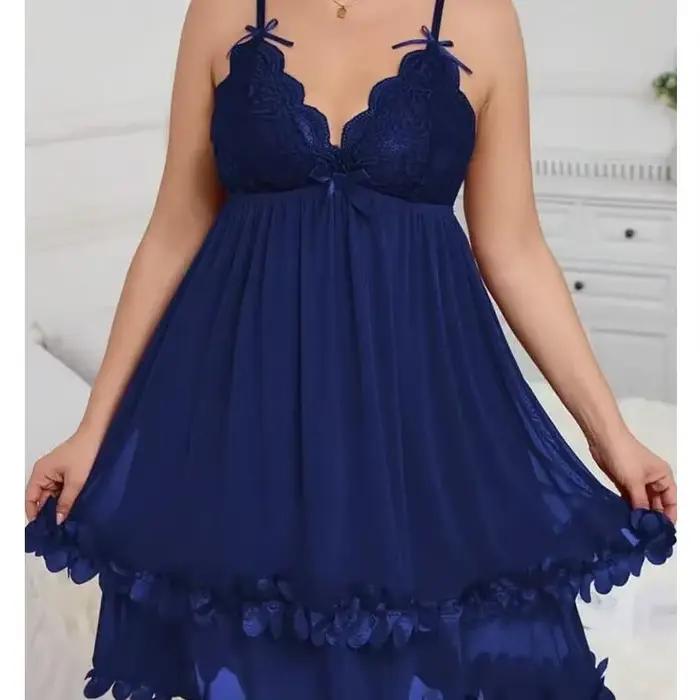 Chemise de nuit sexy en dentelle grande taille