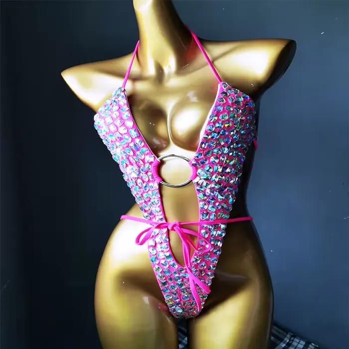 Maillot de bain sexy avec pierres scintillantes pour femmes, bikini, costume solide, vacances Vénus, vêtements de plage, nouveaux styles élégants et durables pour femmes