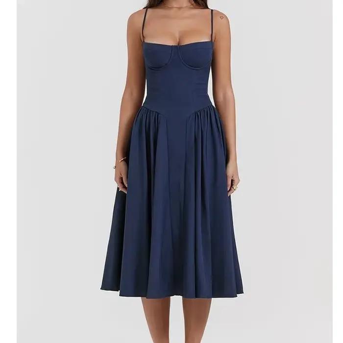 Été Sexy femmes robe bohême longues robes de luxe élégant col en v sans manches Slip fleur plage