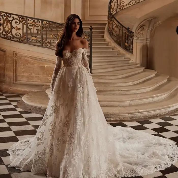 Robe De mariée Vintage en Organza avec dentelle brodée