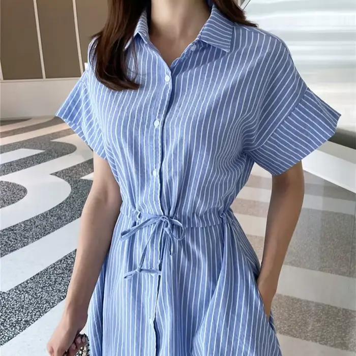 Robe Longue Rétro à Manches Courtes pour Femme