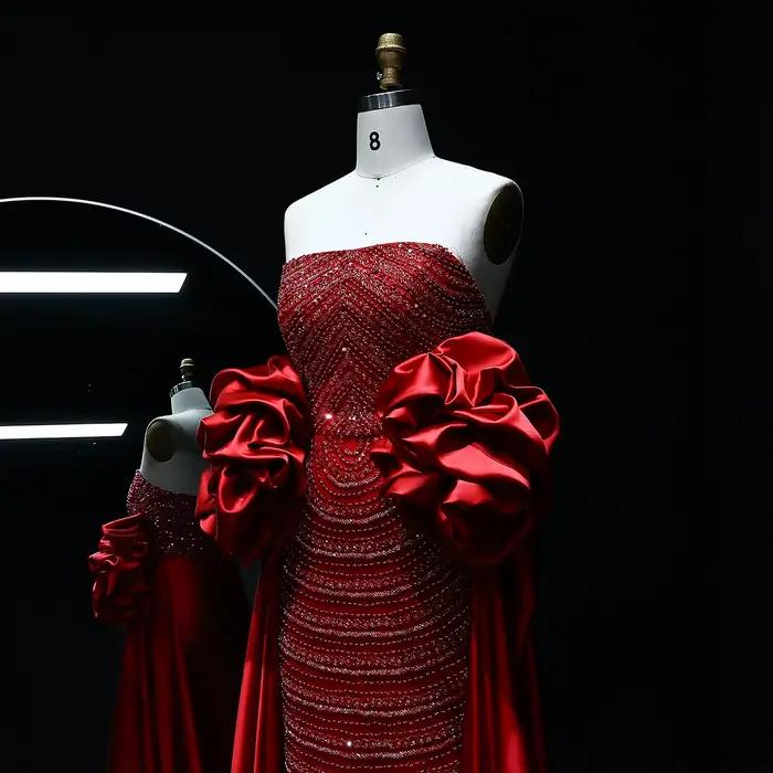 Robe de soirée Sharon Said en polyester avec train de balayage et cape pour femmes, élégante et personnalisable pour occasions spéciales et événements formels