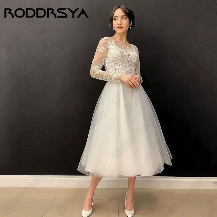Robe de mariée trapèze à col rond pour femme