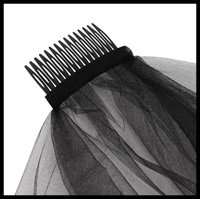 Voiles de mariage pour mariée dentelle bord brodé Tulle blanc noir voile pour Halloween enterrement de vie de jeune fille accessoires de coiffure