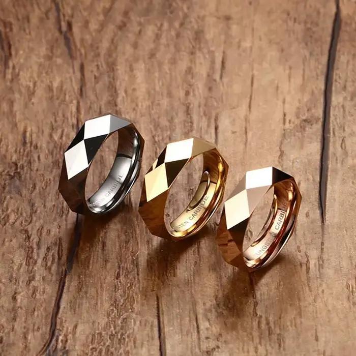 Bague de Mariage en Carbure de Tungstène pour Homme, Bijoux au Design Géométrique, Nouvelle Collection