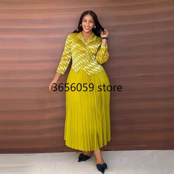Robes Eid femmes Abaya Robe plissée Jalabiya imprimé musulman